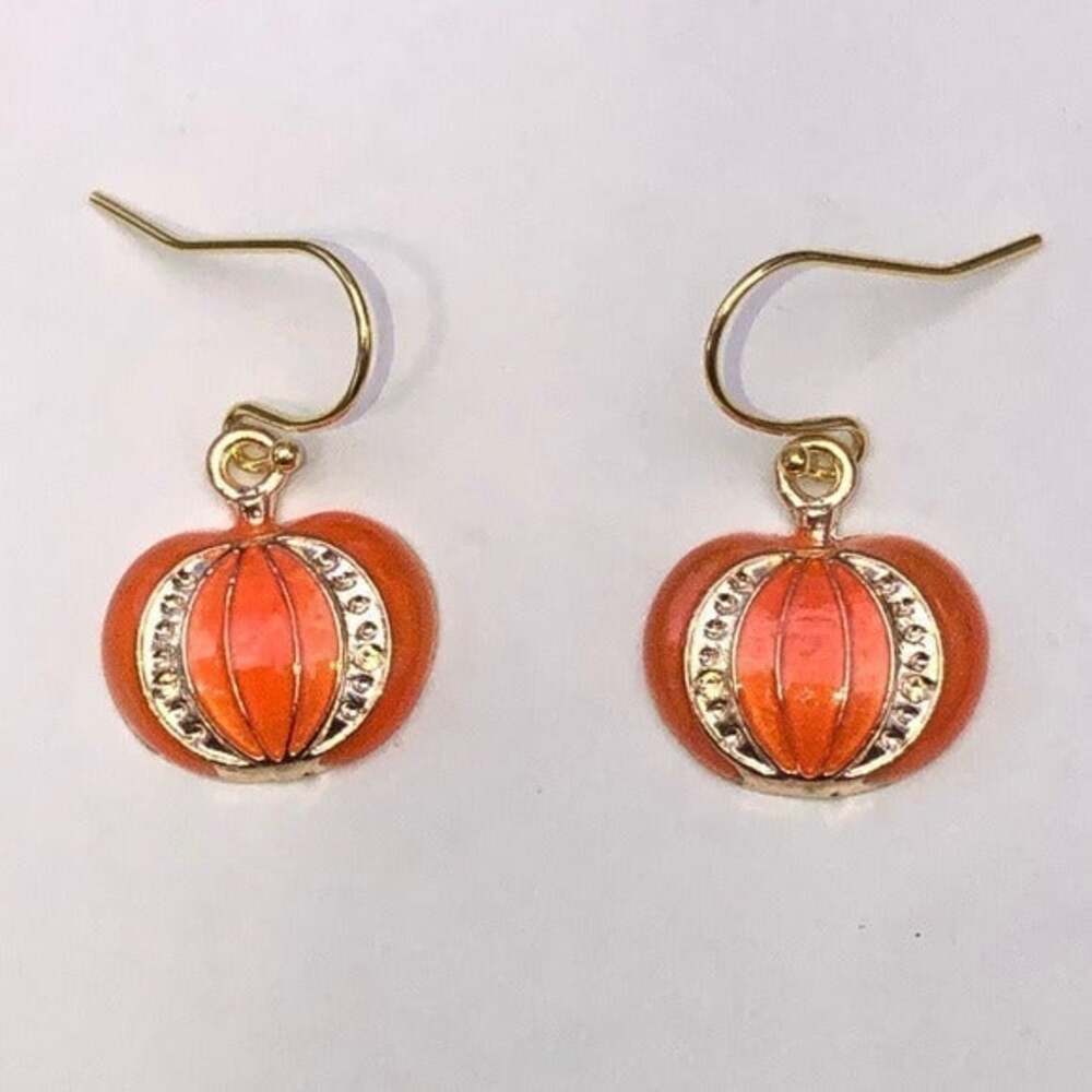 Halloween Fall Pumpkin Gold Orange Earrings NWT